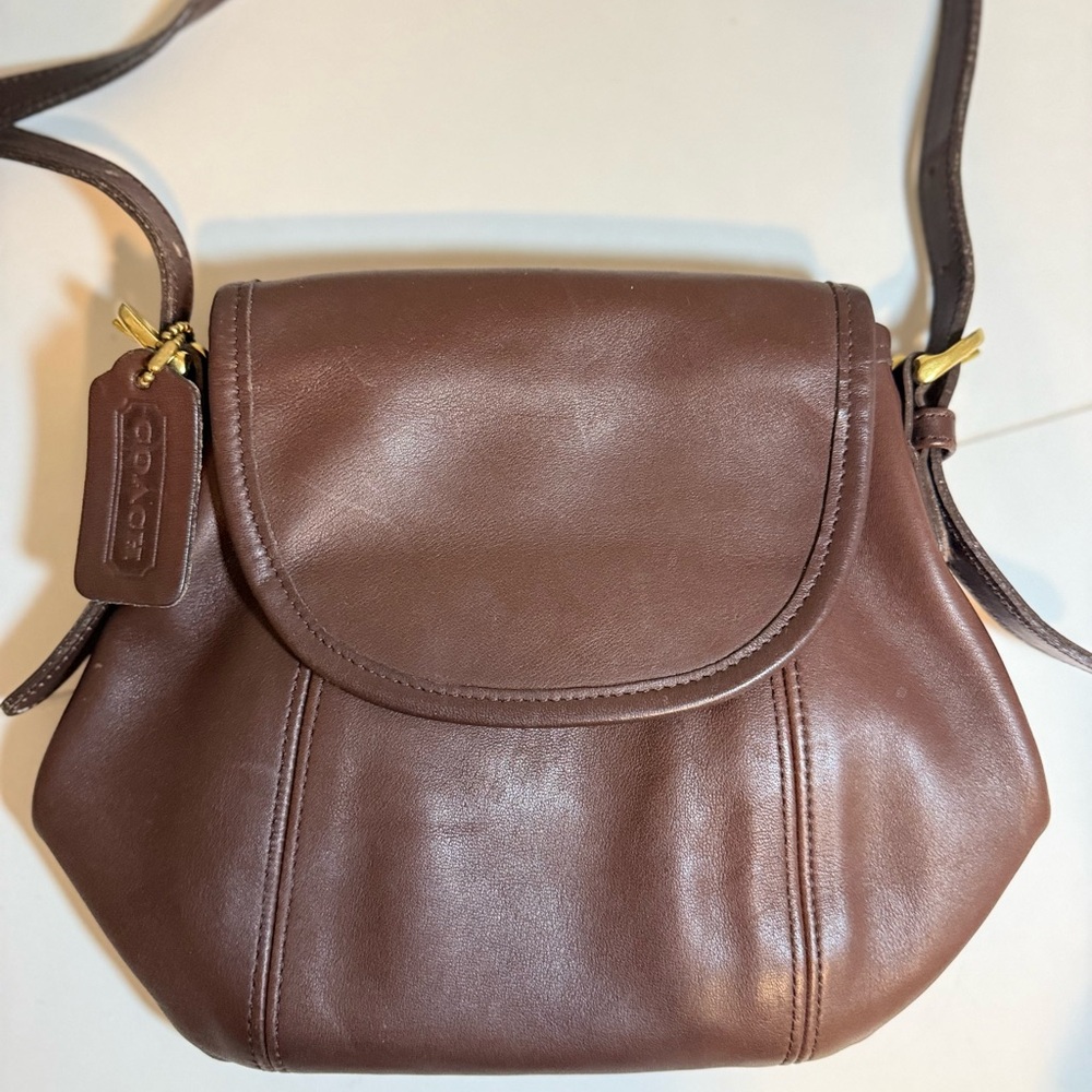 Vintage Coach Brown Leather Crossbody Bag